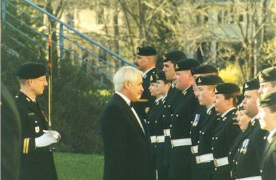 Ontario's Lieutenant Governor James Bartleman speaking with MBdr Mary Bornyi